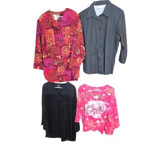 Women's 1X 14W 16W Tops Shirts Blouses Sweaters Wholesale Bulk Lot of 4